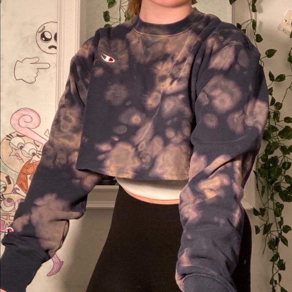 Bleach tie dyed cropped champion crew neck - Picture 4 of 4
